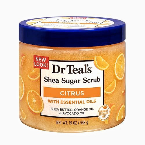 Dr Teal's Shea Sugar Body Scrub, Citrus with Essential Oils & Vitamin C, 19 oz 538g